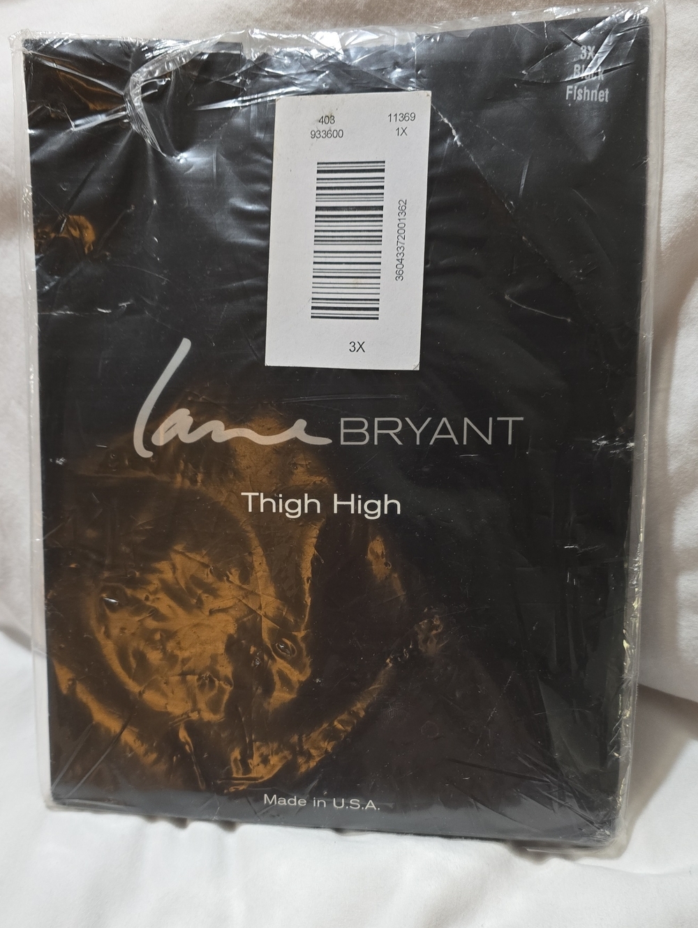 Lane Bryant 3X Black Fishnet Thigh High Stockings New Sealed